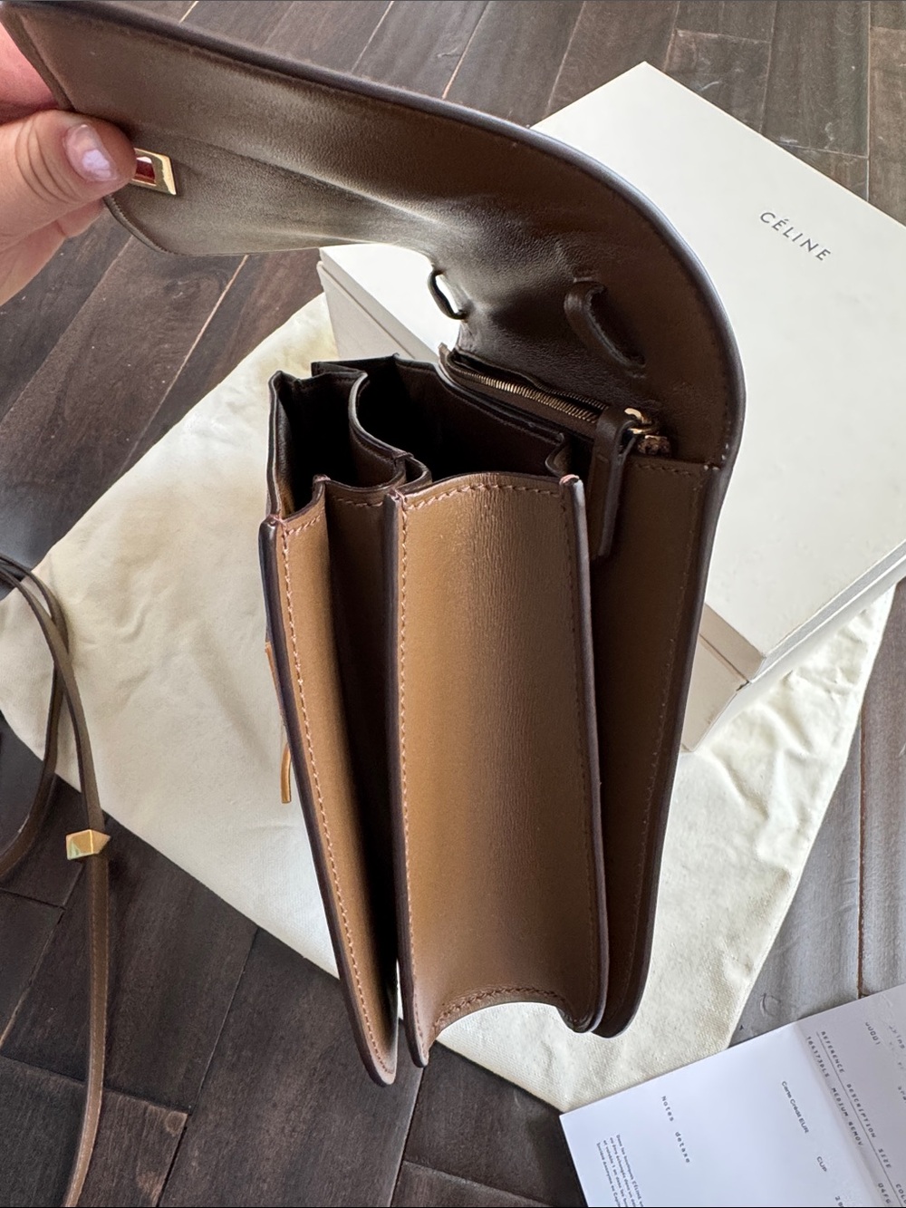 Celine Classic Box Medium Brown Gold Hardware Phoebe Era Full Set - Picture 13 of 17